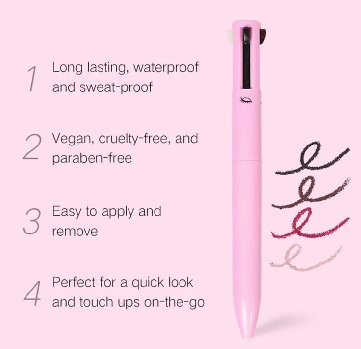 4-in-1 Makeup Pen - Eyeliner, Brow, Lip Liner & Highlighter