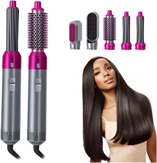 5-in-1 Electric Hair Dryer Brush & Styler Kit – Detachable Curling Wand