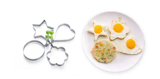 Pack of 4 Stainless Steel Egg Shapers | Star, Heart, Round & Flower Molds | Non-Stick Pancake & Egg Rings