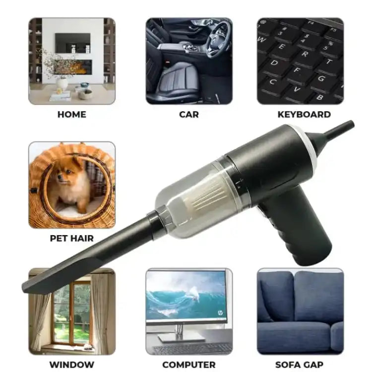 2-in-1 Powerful Cordless Air Duster & Vacuum – 50,000 RPM Electric Blower with 16000PA Suction | 6000mAh Rechargeable Cleaning Tool for PC, Keyboard & Electronics