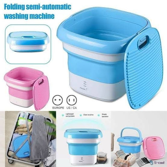 Portable Foldable Mini Washing Machine – Heavy Duty Imported Quality | Compact Ultrasonic Laundry Tub for Baby Clothes, Underwear & Travel (Random Color)