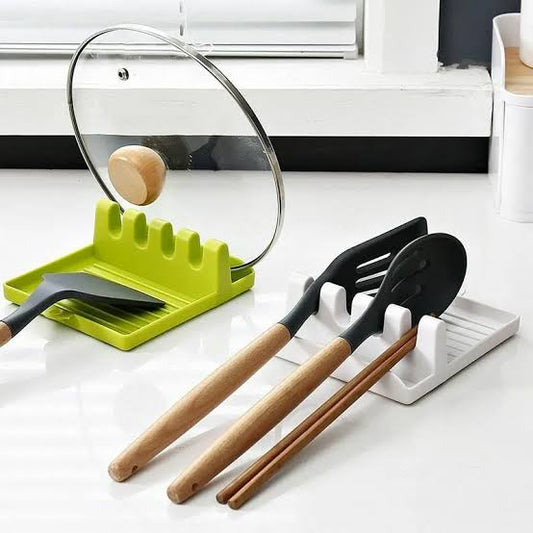 Multipurpose Pot Lid & Spoon Rest Rack | Kitchen Countertop Organizer for Spatulas & Ladles