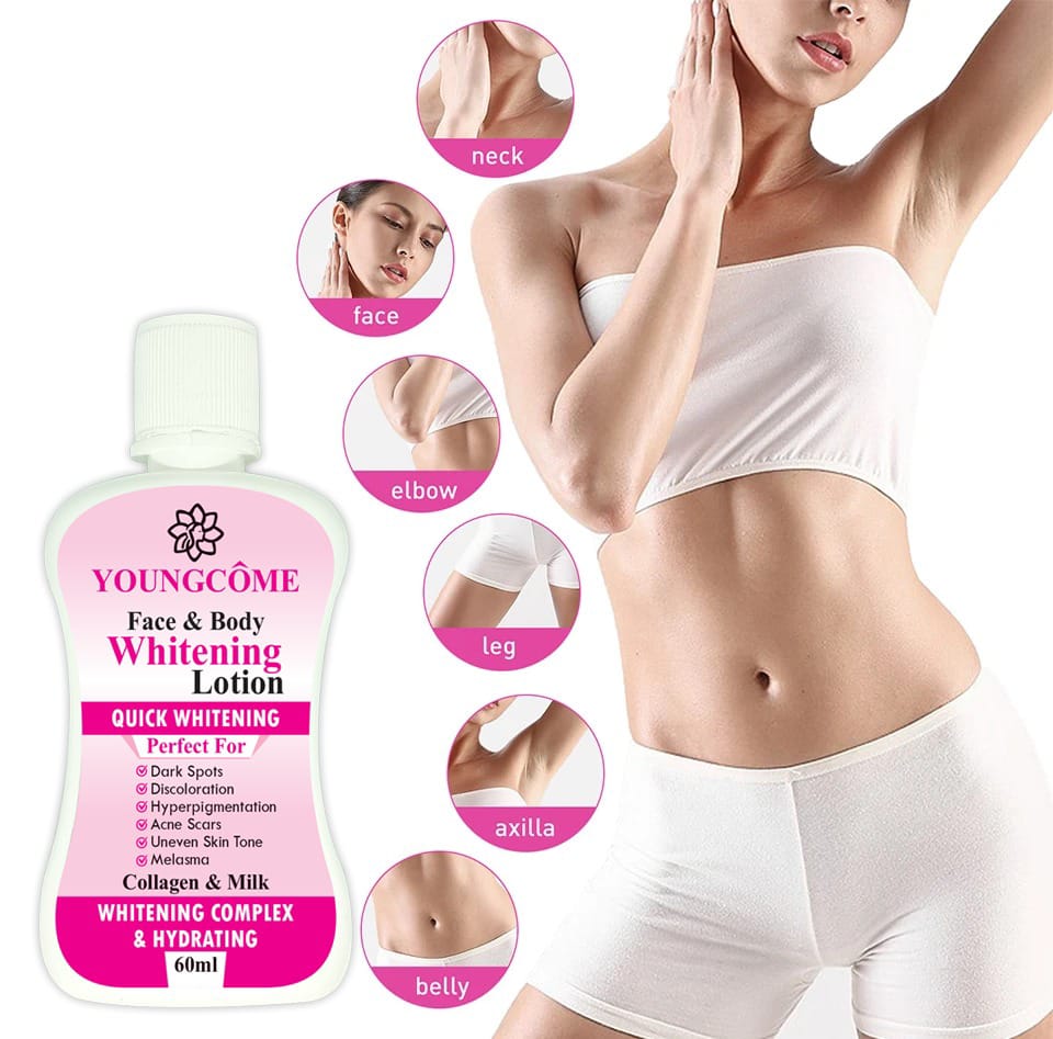 YOUNGCOME 60ml Intensive Body Whitening Lotion – Underarm & Private Part Brightening Cream | pH Balancing & Odor Eliminating Formula for All Skin Types
