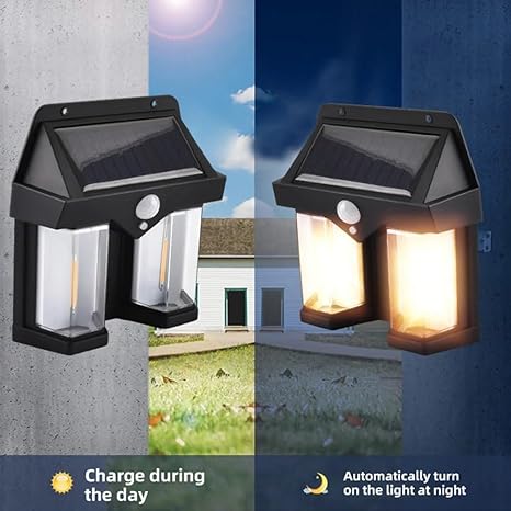 Premium Outdoor Solar Tungsten Wall Lamp – Smart Motion Sensor & Dusk-to-Dawn Induction Light | Waterproof Decorative Lighting for Garden, Villa & Patio (Pack of 1)