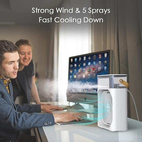 3-in-1 Mini Portable Air Cooler & Humidifier | USB Powered Desktop Cooling Fan | Strong Wind Personal AC