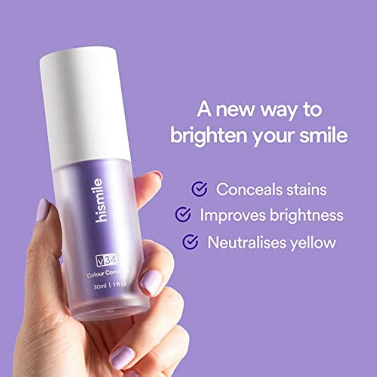 V34 Colour Corrector Serum – 30ml | Instant Teeth Brightening & Yellow Stain Removal
