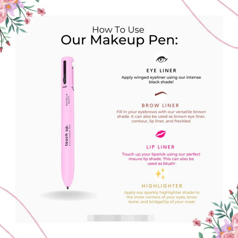 4-in-1 Makeup Pen - Eyeliner, Brow, Lip Liner & Highlighter
