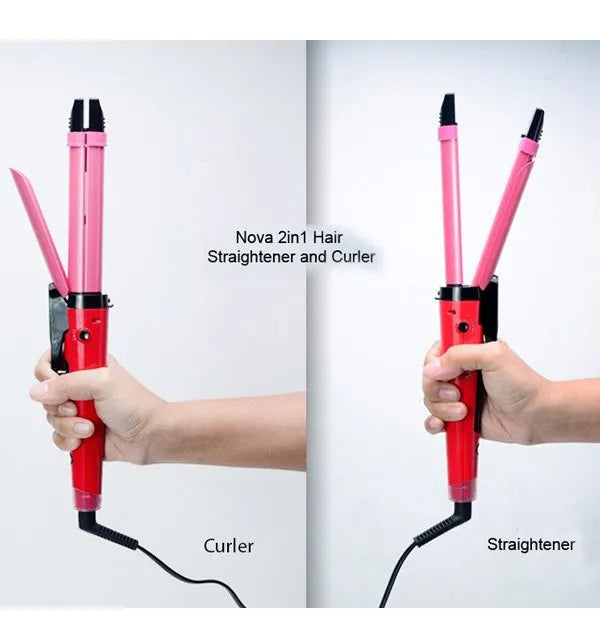 Nova 2-in-1 Hair Straightener & Curler NH-2009 - Ceramic Plates