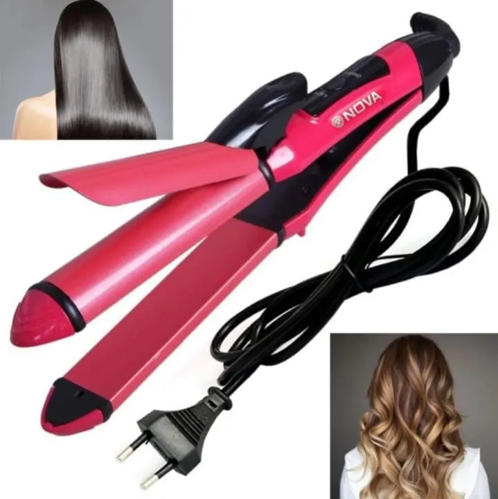 Nova 2-in-1 Hair Straightener & Curler NH-2009 - Ceramic Plates