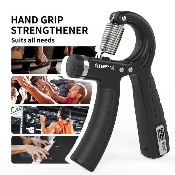 Adjustable Hand Grip Strengthener with Counter – 10kg to 60kg Resistance | Forearm & Wrist Exerciser for Gym & Home Workout