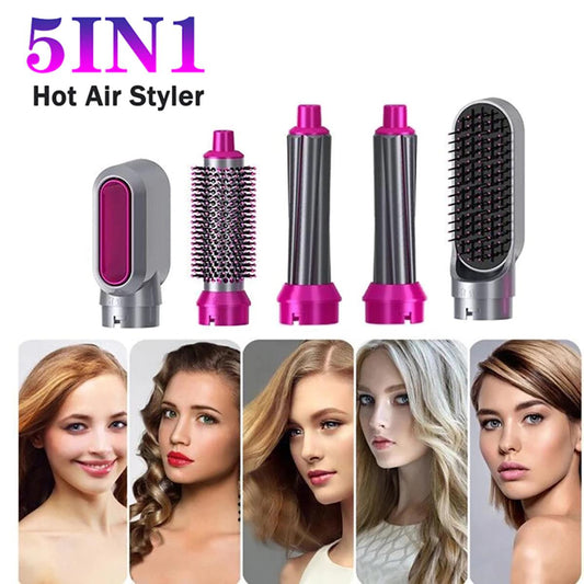 5-in-1 Electric Hair Dryer Brush & Styler Kit – Detachable Curling Wand