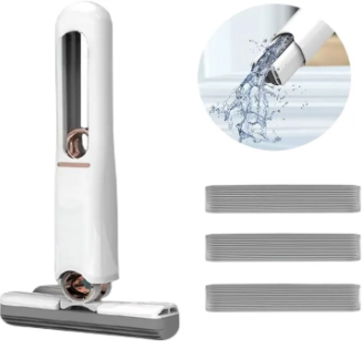 Portable Mini Squeeze Mop | Hand-Free Self-Wringing Cleaning Mop for Small Spaces & Surfaces