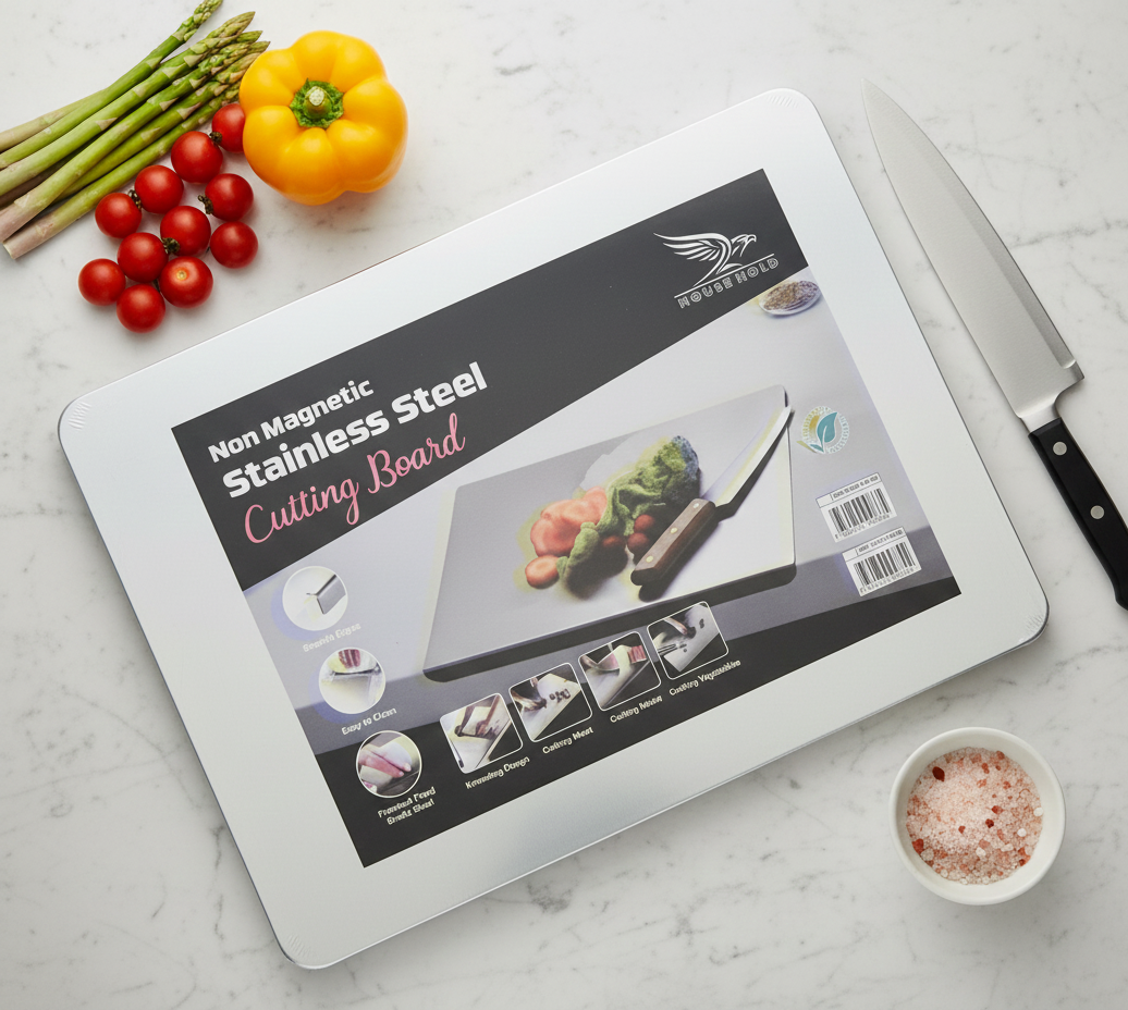 Premium Marble Cutting Board & Serving Slab (30x40 cm) | Non-Magnetic Stainless Steel Fittings