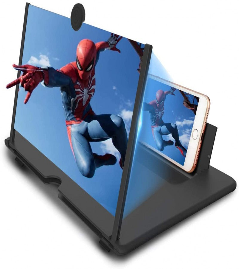 12" HD 3D Mobile Screen Magnifier – Foldable Video Amplifier & Smartphone Stand for Movies & Gaming