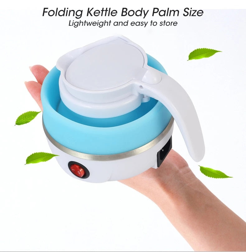 600ml Foldable Travel Electric Kettle | 600W Fast-Boiling Collapsible Silicone Teapot for Home & Sports
