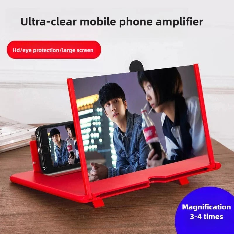12" HD 3D Mobile Screen Magnifier – Foldable Video Amplifier & Smartphone Stand for Movies & Gaming