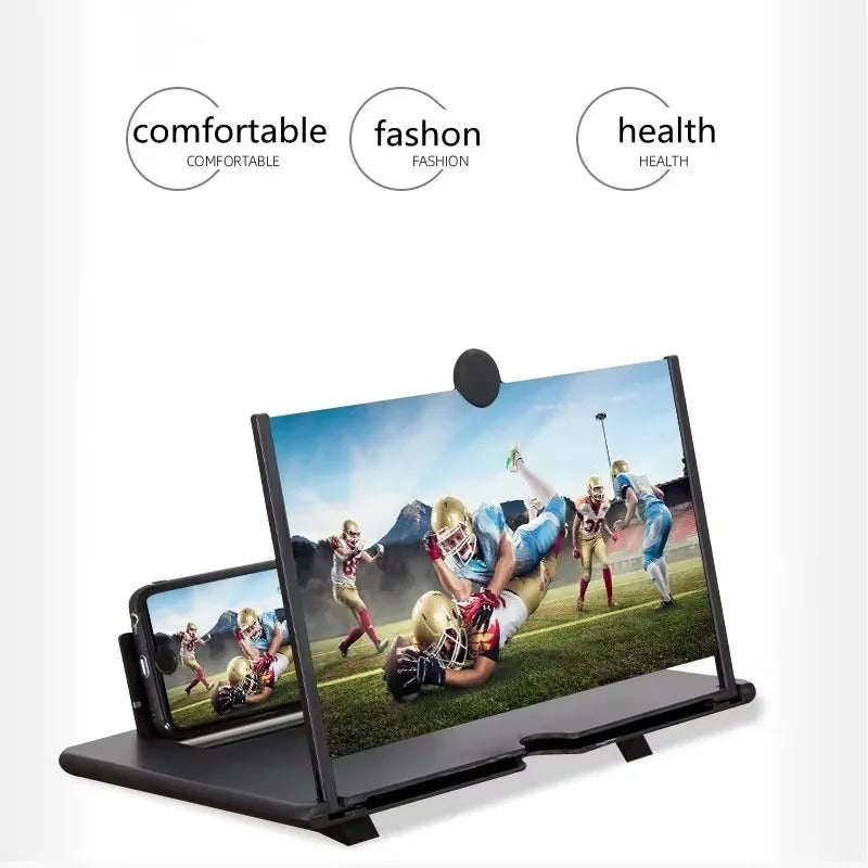 12" HD 3D Mobile Screen Magnifier – Foldable Video Amplifier & Smartphone Stand for Movies & Gaming