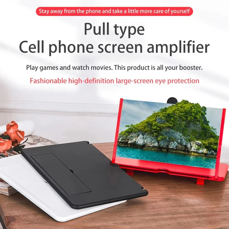 12" HD 3D Mobile Screen Magnifier – Foldable Video Amplifier & Smartphone Stand for Movies & Gaming