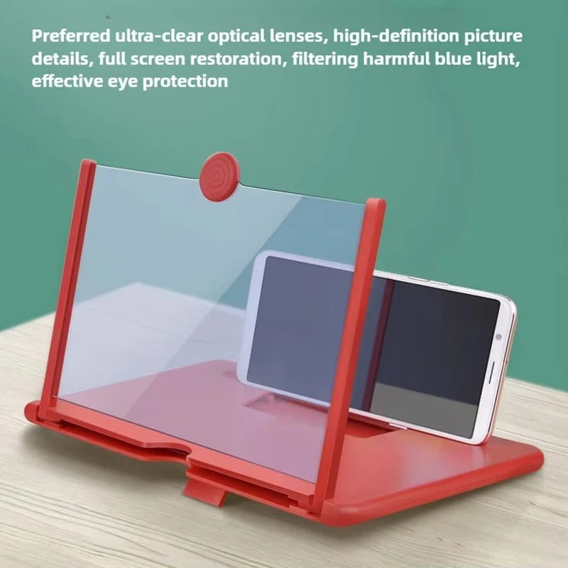 12" HD 3D Mobile Screen Magnifier – Foldable Video Amplifier & Smartphone Stand for Movies & Gaming